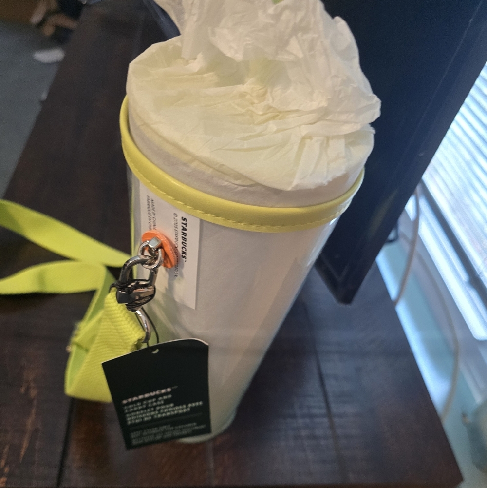 Starbucks Yellow Tumbler with Adjustable Strap Carry Case – 24oz Limited Edition